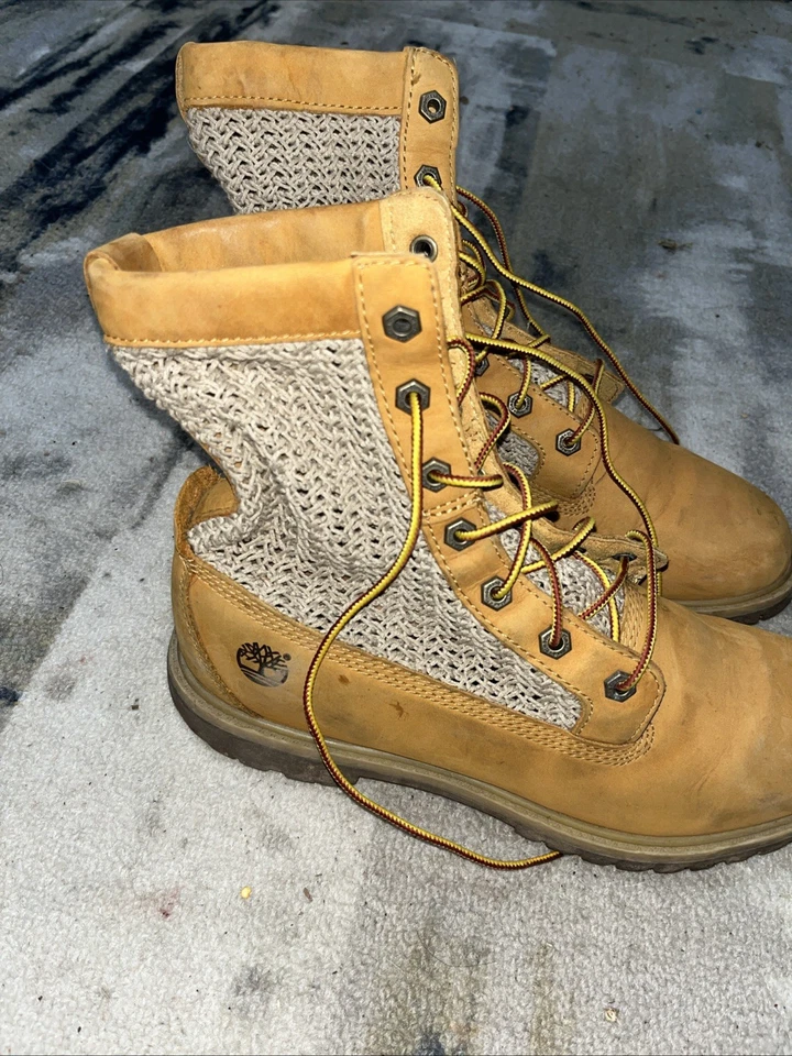 Timberland Open Weave Wheat Combat Boots Womens Sz 11 A13GC Mesh Tan Leather - Image 2 of 4