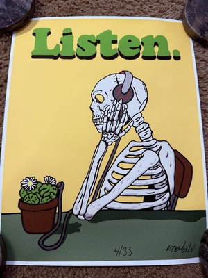 #ad #ad Wookerson quot;Listenquot; Dead Screen Print Small $40.00