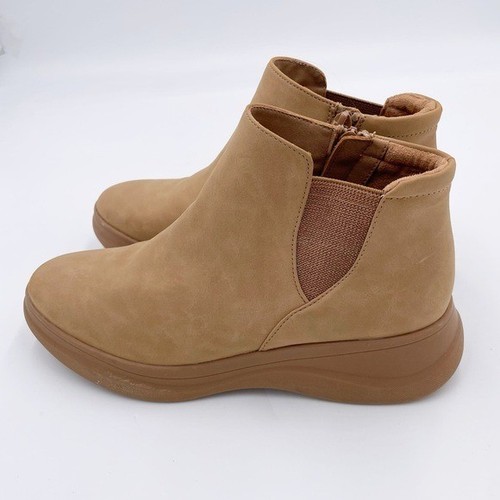 Naturalizer Genn Swerve Faux Leather Ankle Booties Size 7.5 Lightweight Boot Tan - Picture 5 of 10