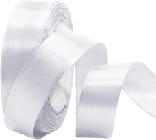 1 Inch White Satin Ribbon, 25 Yards Solid Color Ribbon, Fabric Ribbon for Gif...