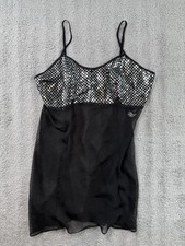 Fredericks of Hollywood Babydoll Dress Womens Large Sheer Sequin Lingerie Top