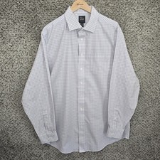 Jos A Bank Dress Shirt Mens 17.5 36 Button Up Tailored Fit Purple Long Sleeve