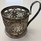 Vintage Russian Soviet Podstakannik Scan Filigree Tea Glass Holder Milkhior USSR — photo 1
