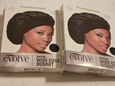 2 NIB - SATIN BONNETS - WIDE EDGE AND 1 TURBAN NWOT - COLORS ARE BLACK