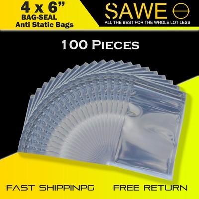 100 x Anti Static Shielding ESD Bag 4'' x 6'' Zip Reclosable Seal 10x15CM