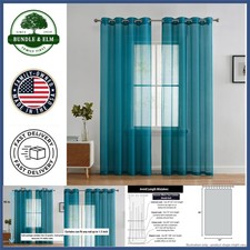 Fashionable 54" Wide Aqua Blue Grommet Curtains for Bedroom  Living Spaces