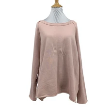 Eileen Fisher Sweater Womens M Medium Pink Organic Crew Neck Boxy Pullover