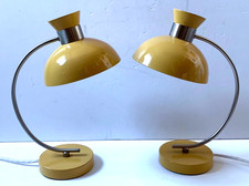 VINTAGE PAIR GOOSE NECK TABLE LAMPS / YELLOW MUSTARD MID CENTURY STYLE SPOT