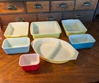 Lot of 7 Pyrex Primary Colors Baking Casserole Refrigerator Dishes 222 503 502