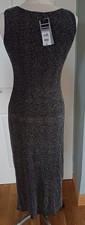 New WALLIS Sparkly SILVER Glitter RUCHED Stretchy LONG Cocktail EVENING DRESS 10