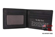 Personalized Leather Wallet Gift For Son, Engraved RFID Black-Son From Dad