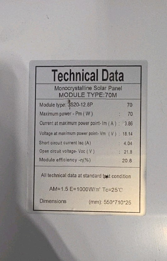 MONOCRYSTALLINE SOLAR PANELS  Module Type: 70m