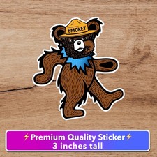 Grateful Dead Smokey Bear Premium 3&rdquo; Vinyl Sticker Deadhead Free Shipping