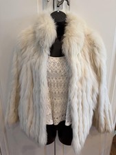 Vintage Authentic Saga Fox 100 Real White Fox Fur Coat