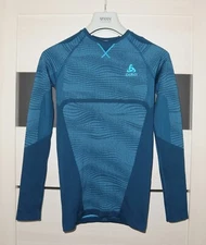 ODLO Mens Blackcomb Long Sleeve Base Layer Top Atomic Blue Shirt Size S