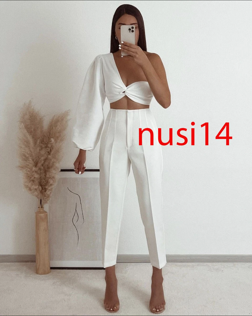 ZARA NEW WOMAN HIGH-WAIST TROUSERS PANT WHITE XS-XXL 2162/888