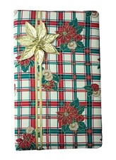 Christmas Photo Album Vintage Handmade Quilted Poinsettia Gold Ribbon 16x9" Ring