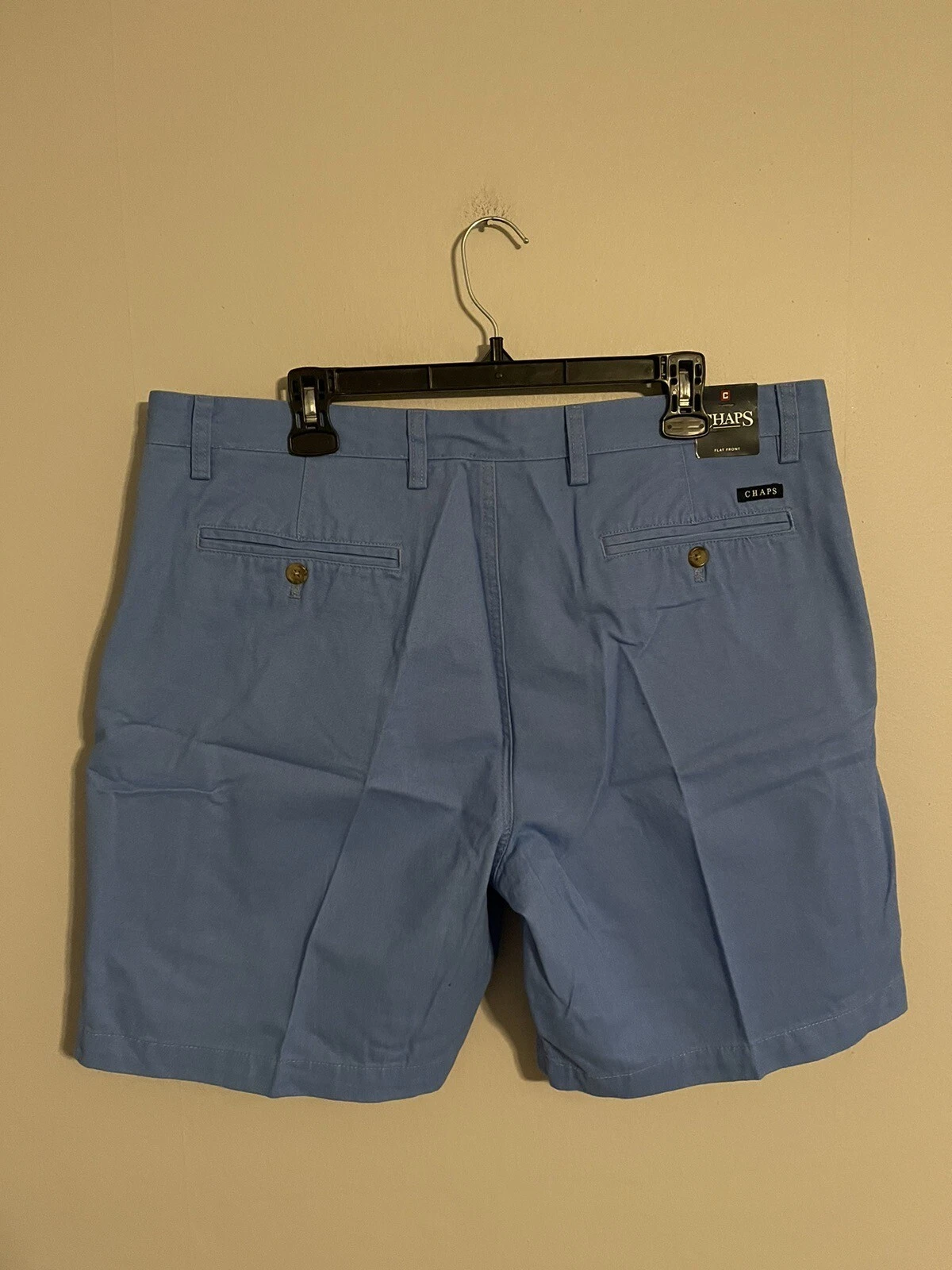 Chaps Flat Front Light Blue Cotton Preppy Chino Shorts - Men's 38 - New!
