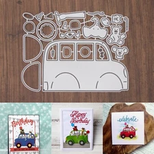 Party Bus w Animals & Balloons Cutting Embossing Dies – Birthdays & More
