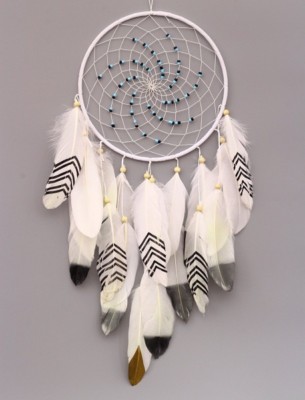 Traumfänger - weißer großer Dreamcatcher 20 cm Ringdurchmesser, Länge ca. 50 cm