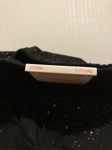 NWT So Favorite Legging S 7 Long Hotmelt Black Glitter All Over stretch SR$16 - Picture 6 of 7