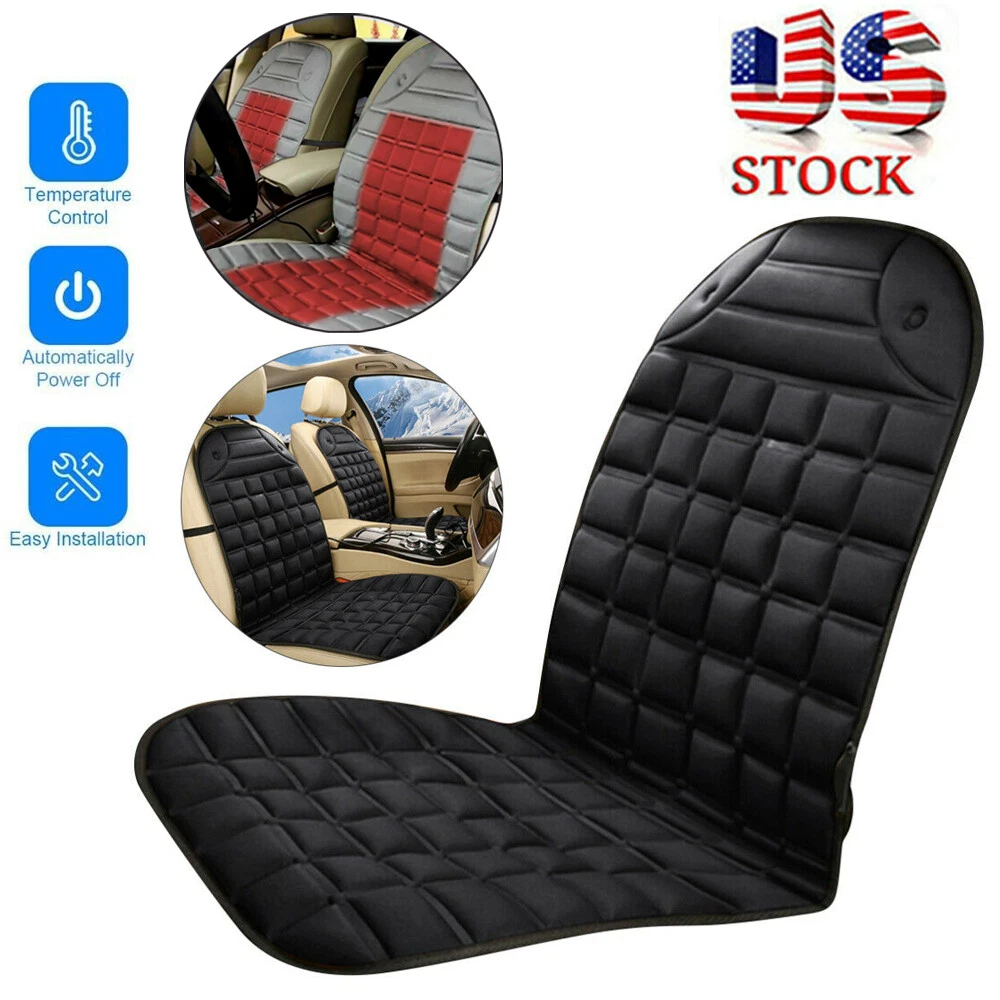 12V Car Heated Seat Cover Black/Gray Cushion Warmer Heating Warming Pad  Cover US