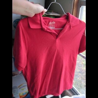 Red Austin Trading Co. L 14 16 School Uniform Collared Polo Shirt Preowned Marks