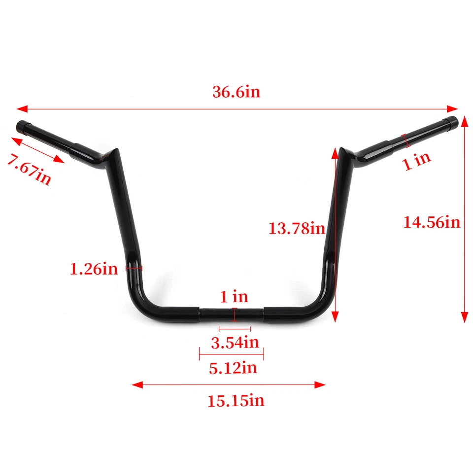 Rise 14" Meathook Ape Bar Handlebar For 1986-2024 Harley Street Electra Glide - Изображение 2 из 4