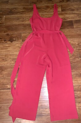 BB Dakota Christmas Red Jumpsuit M Sleeveless Belted Wide Leg Size  NWOT!