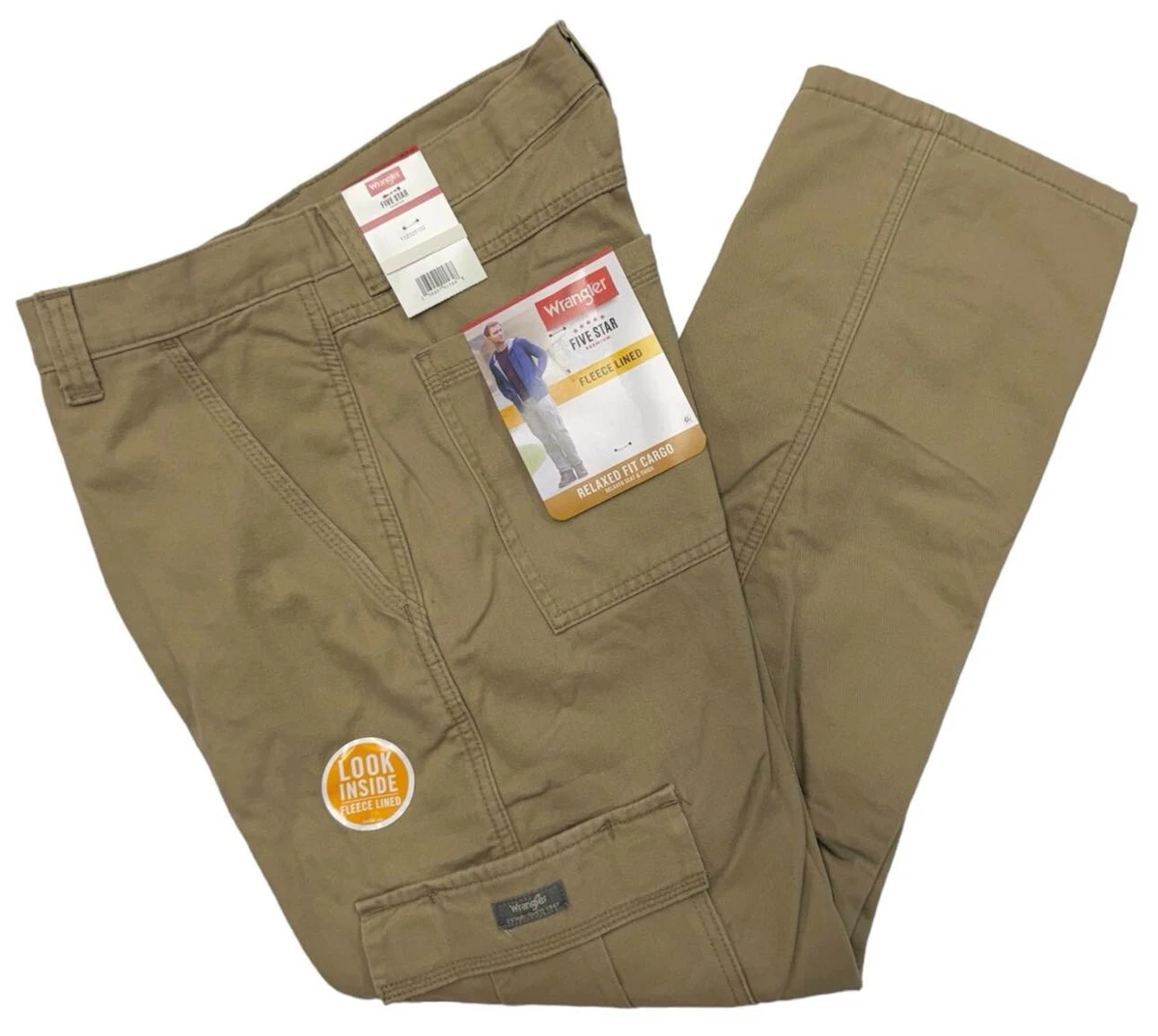Wrangler 11371 NEW Men s Fleece Lined Relaxed Fit Cargo Pants eBay