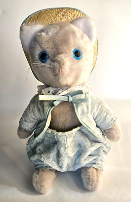 Vintage Eden Beatrix Potter Tom Kitten Plush Toy with Blue Velvet Outfit & Hat