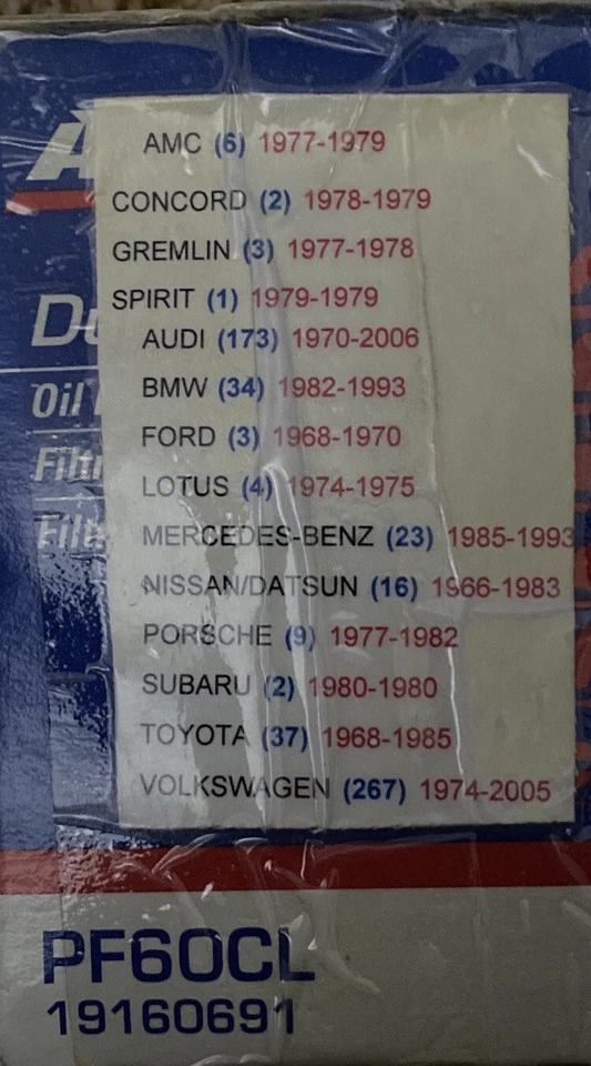 ACDelco PF60CL Filters - Engine Oil Filter 6-total bundle - Image 3 of 3