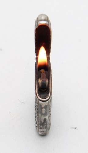 Caja de fósforos/encendedor de gasolina de plata maciza Francia ¡Funciona bien! - Imagen 10 de 12