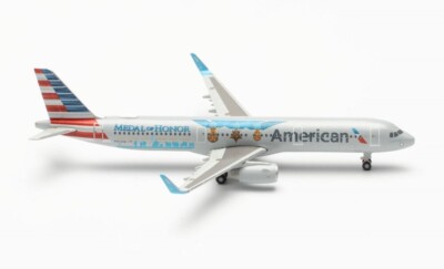 New! Herpa 537162 American Airlines Airbus A321 ''Medal of Honor'' - 1:500