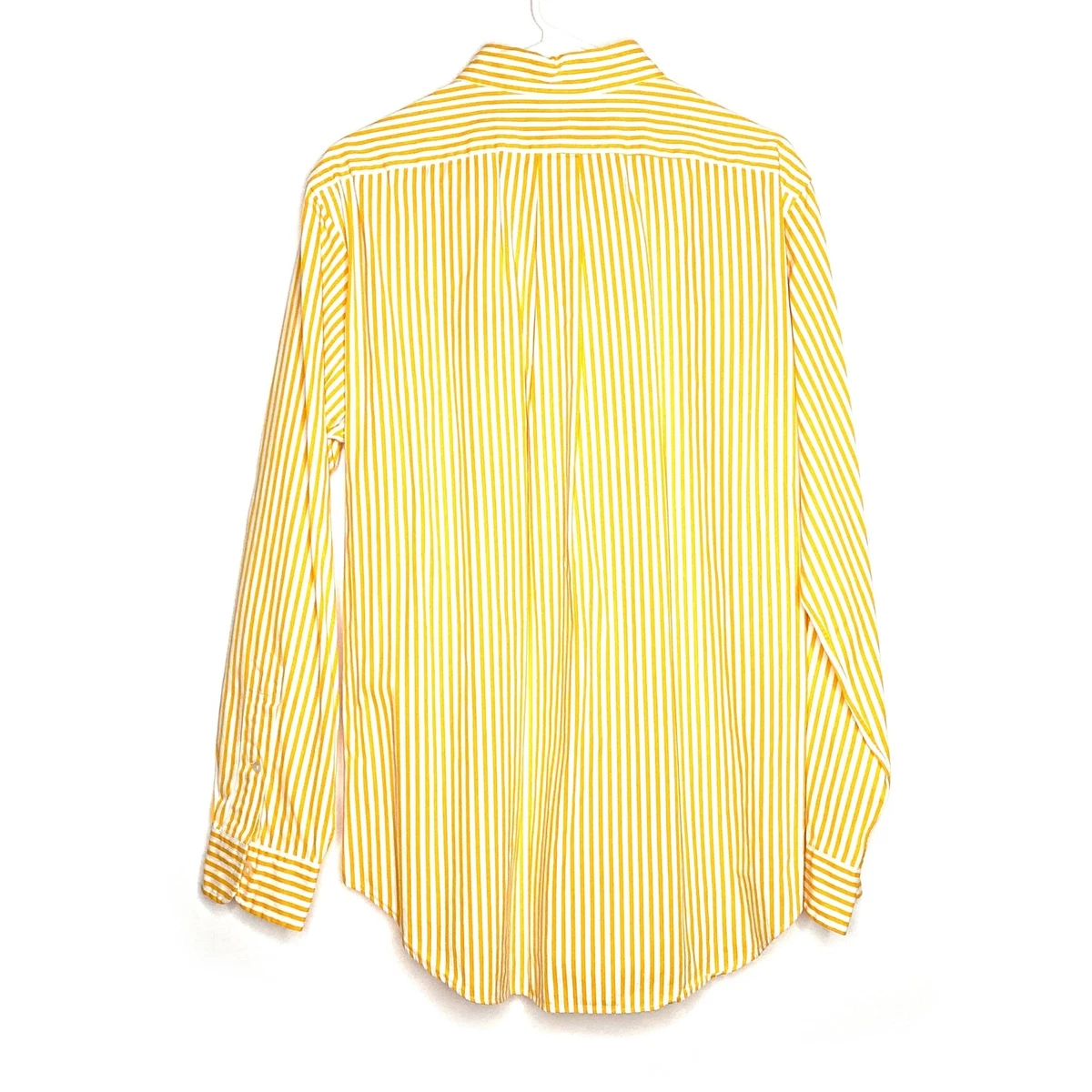 Mens yellow striped sales dress shirt