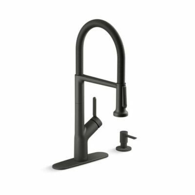 Kohler Setra Pro Single Handle Kitchen Faucet Spring Neck Black R29343-SD-BL