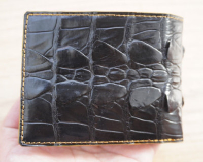 Black Genuine Crocodile Leather Skin MEN'S BIFOLD Wallet #D22