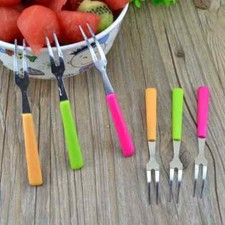 6Pc Fork Mini Fruit Forks Cake Salad Cocktail Dessert Taster Appetizer Food Pick