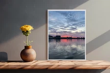 Photo Digital Image Picture Wallpaper Background | Red Sunset Lake JPG Wall Art