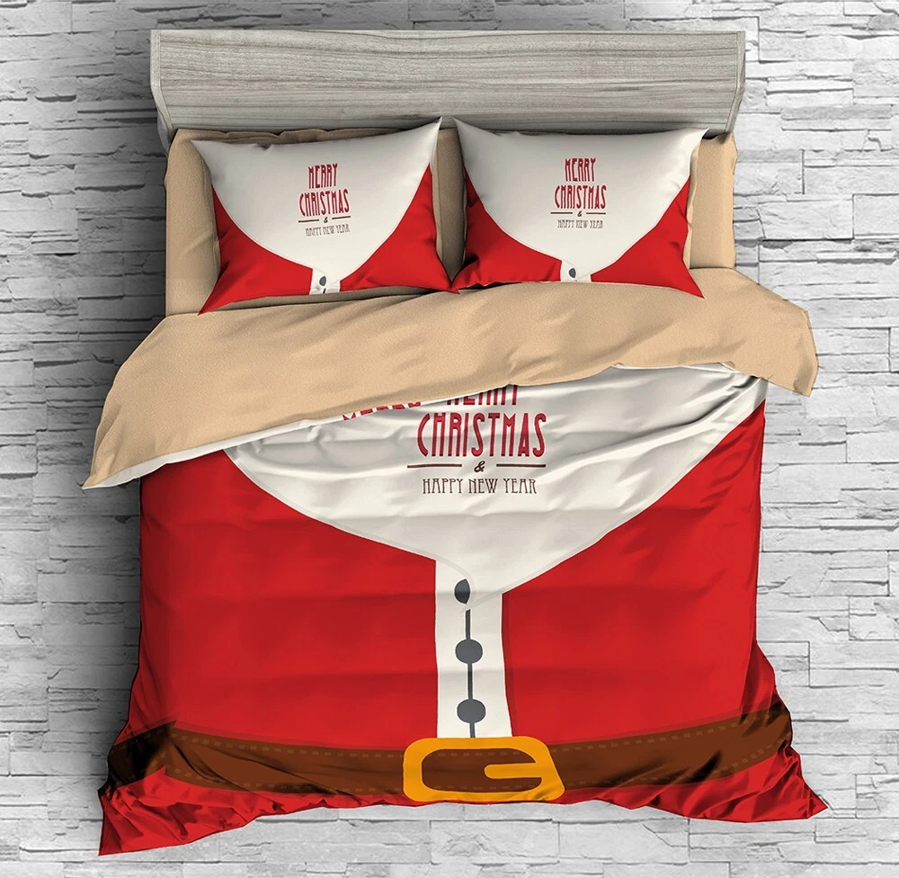 3D Christmas Santa Claus Red Bedding Set | Cartoon Bedding Set | Gift For Kid