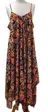 Ladies Hanky Hem Dress Tropical Palm Print Adjustable Straps Plus Size 18-24 New