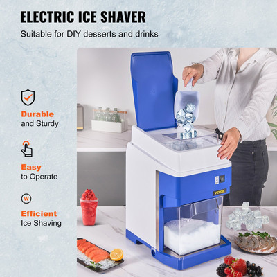 Commercial Ice Shaver Crusher, 265lbs Per Hour Electric Snow Cone Maker with 4.4