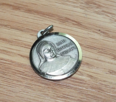 Vintage Silver Tone Beata B. Francisca Siedliska Collectible Catholic Pendant 