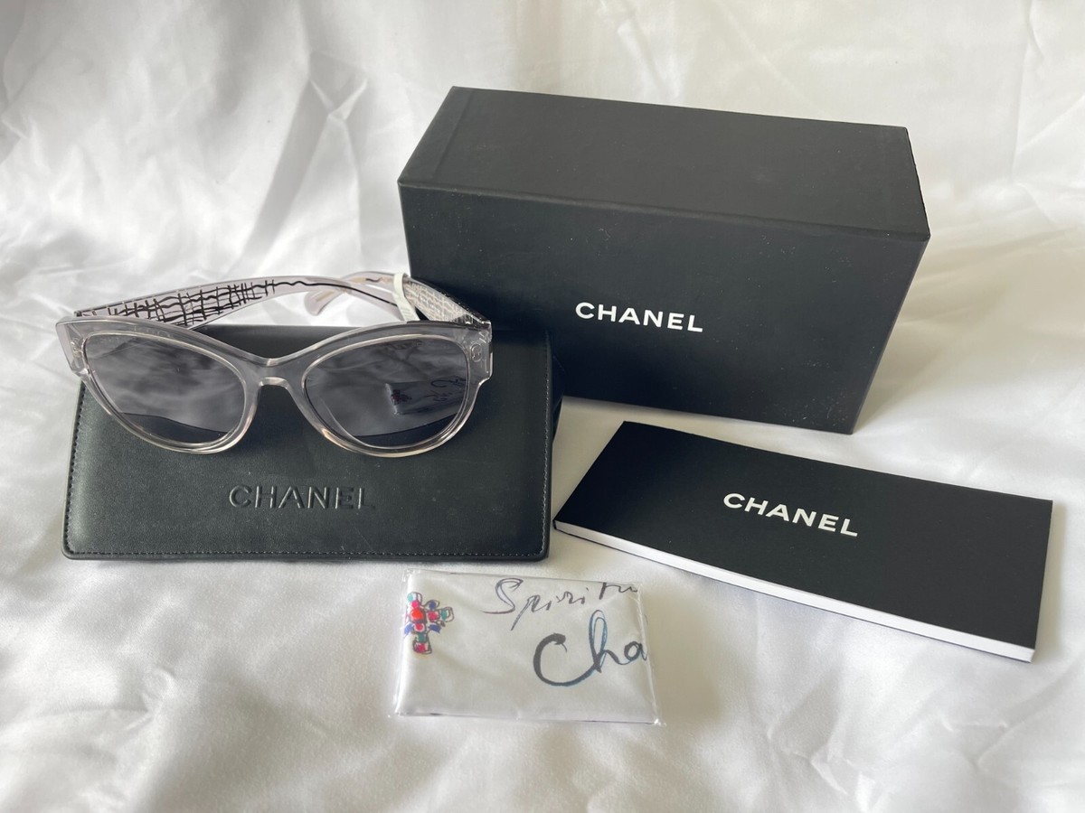 CHANEL Authentic Pantos Grey Clear Frame Polarized Sunglasses 5434