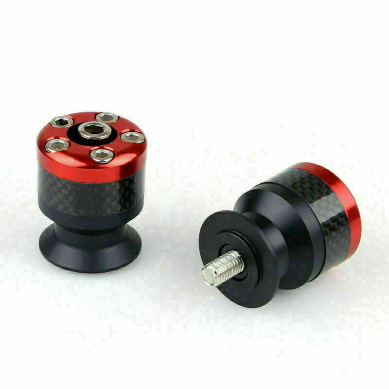 Universal Motorcycle CNC Carbon Fiber 8mm Swingarm Sliders Spools Red D - Изображение 2 из 3