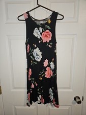 Old Navy Dress Black Floral Womens Size M Medium Sleeveless Maxi Long