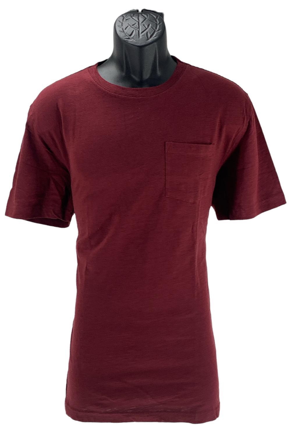 Мужская футболка из плотного хлопка Keltex с круглым вырезом и карманом бордового цвета