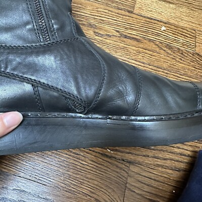 Ann Demeulemeester Black Leather Space Motorcycle Boots Men's 9.5