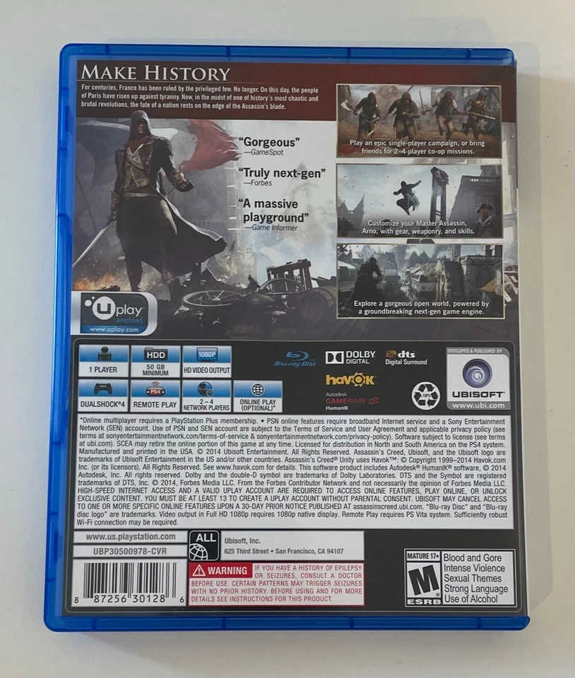 SONY PlayStation 4 PS4 Assassin's Creed Unity (COMPLETE) - Image 3 of 3