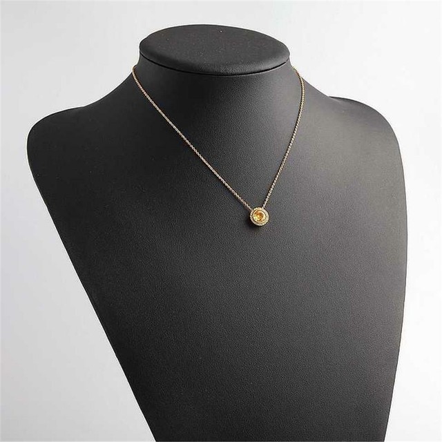 Michael Kors Pave Halo Pendant Necklace Gold Tone
